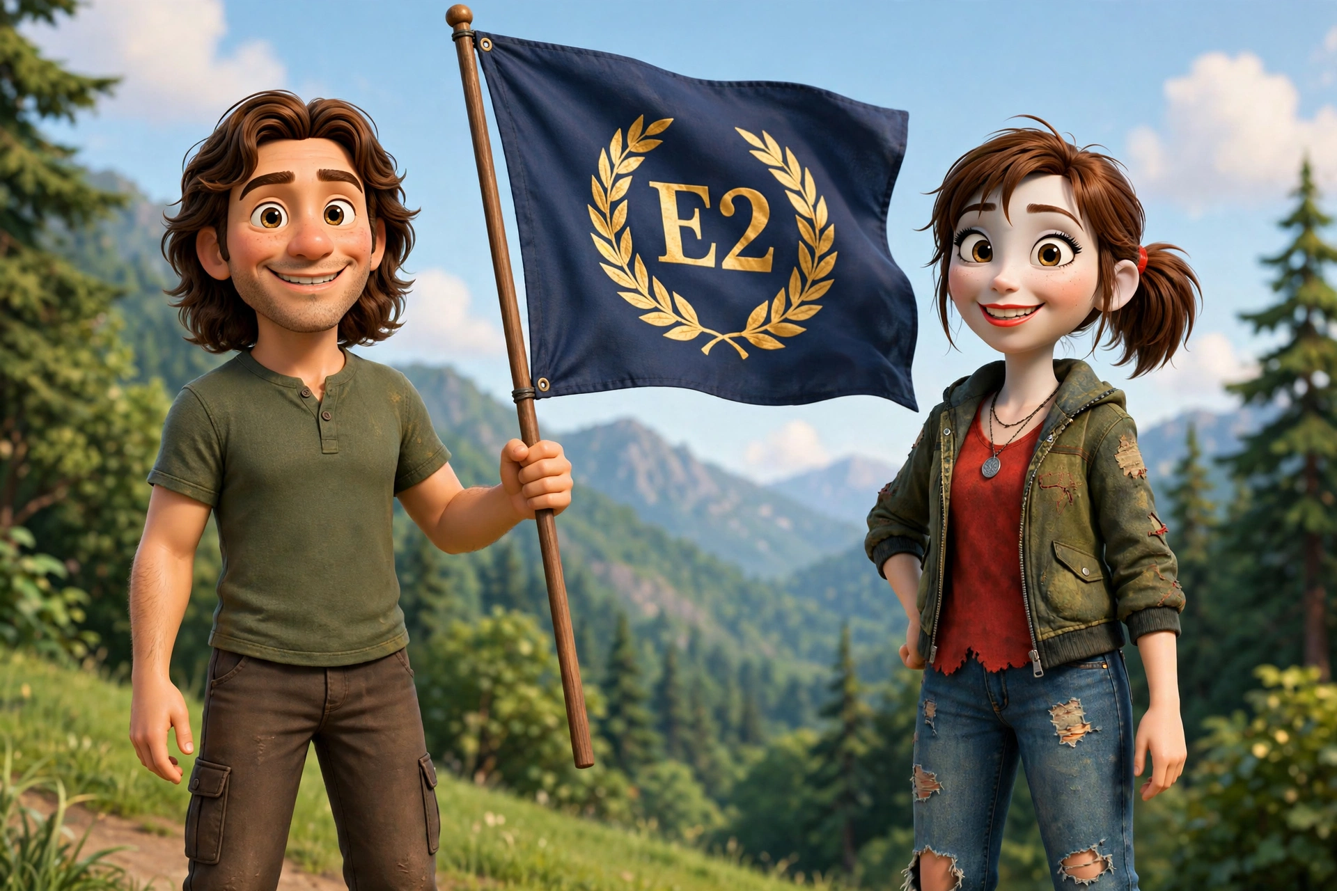 Mike and Sally with the E2 flag