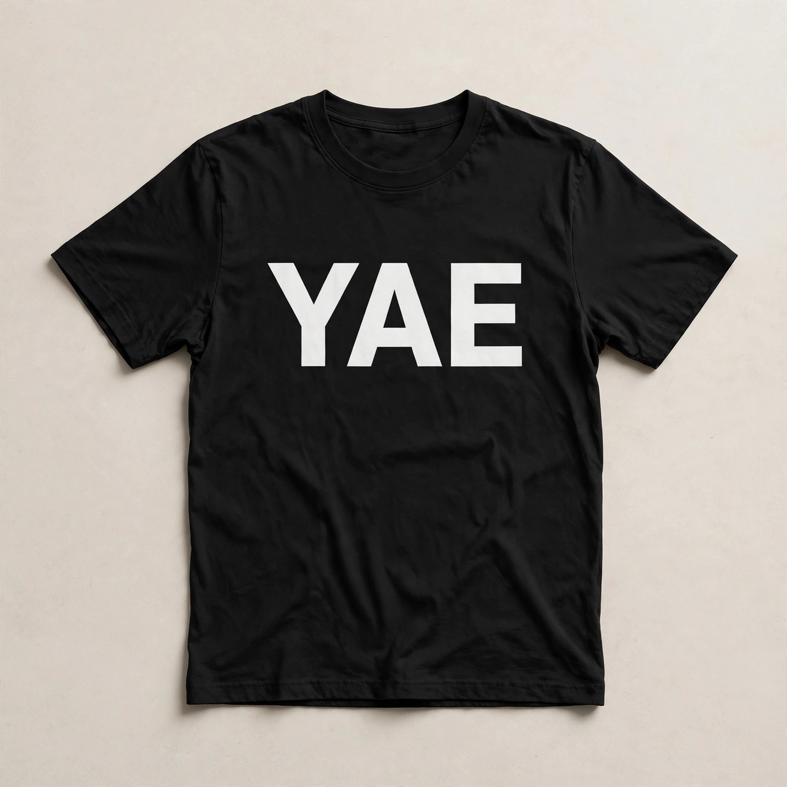 Black E2 t-shirt with YAE in white letters