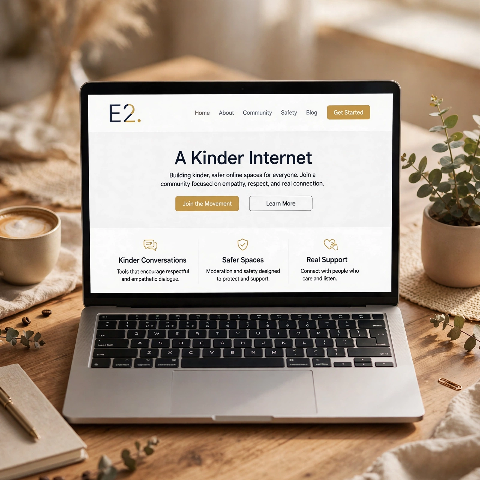 E2 website hero mockup