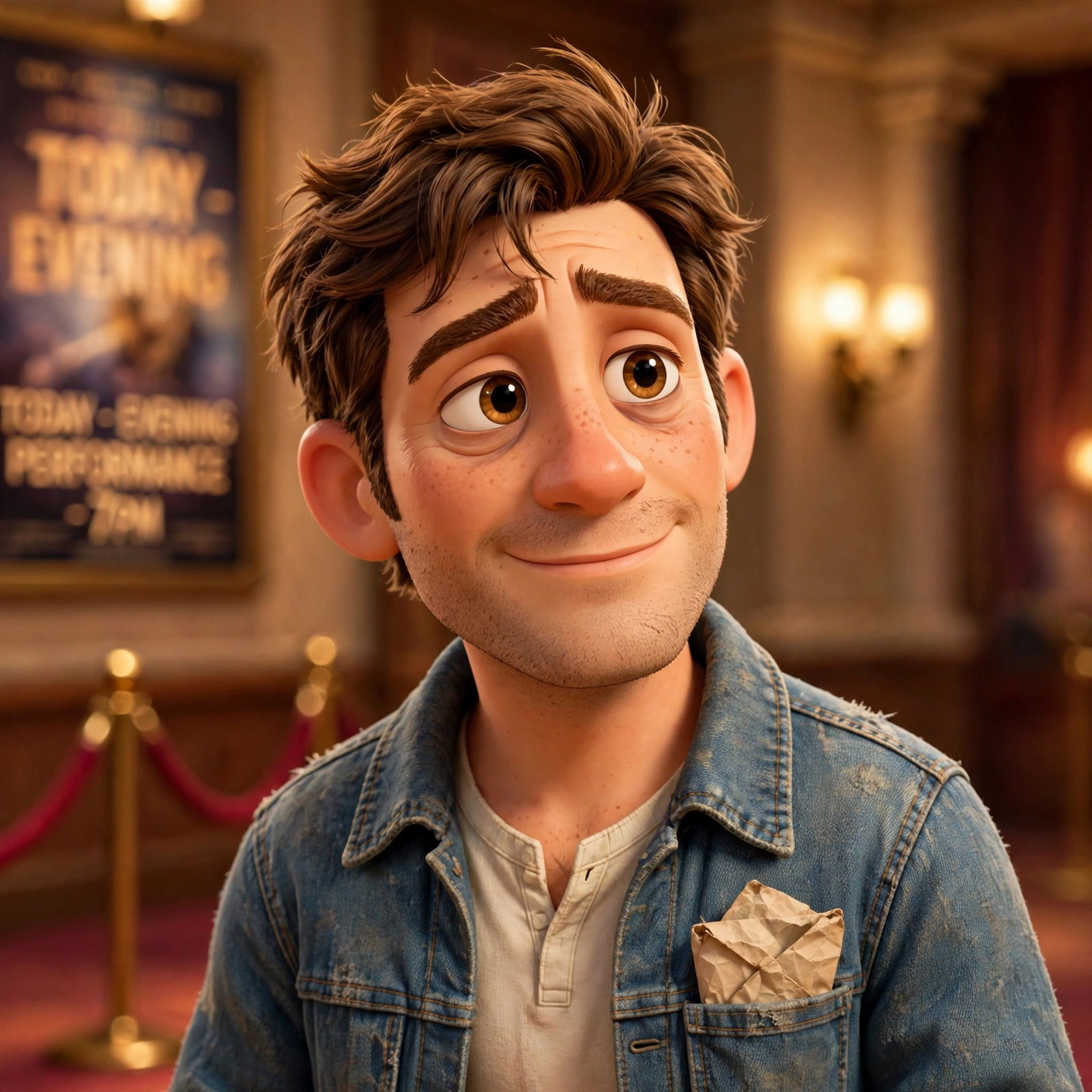 Ellis Ward, a 34-year-old man in a worn denim jacket with a creased envelope in his breast pocket