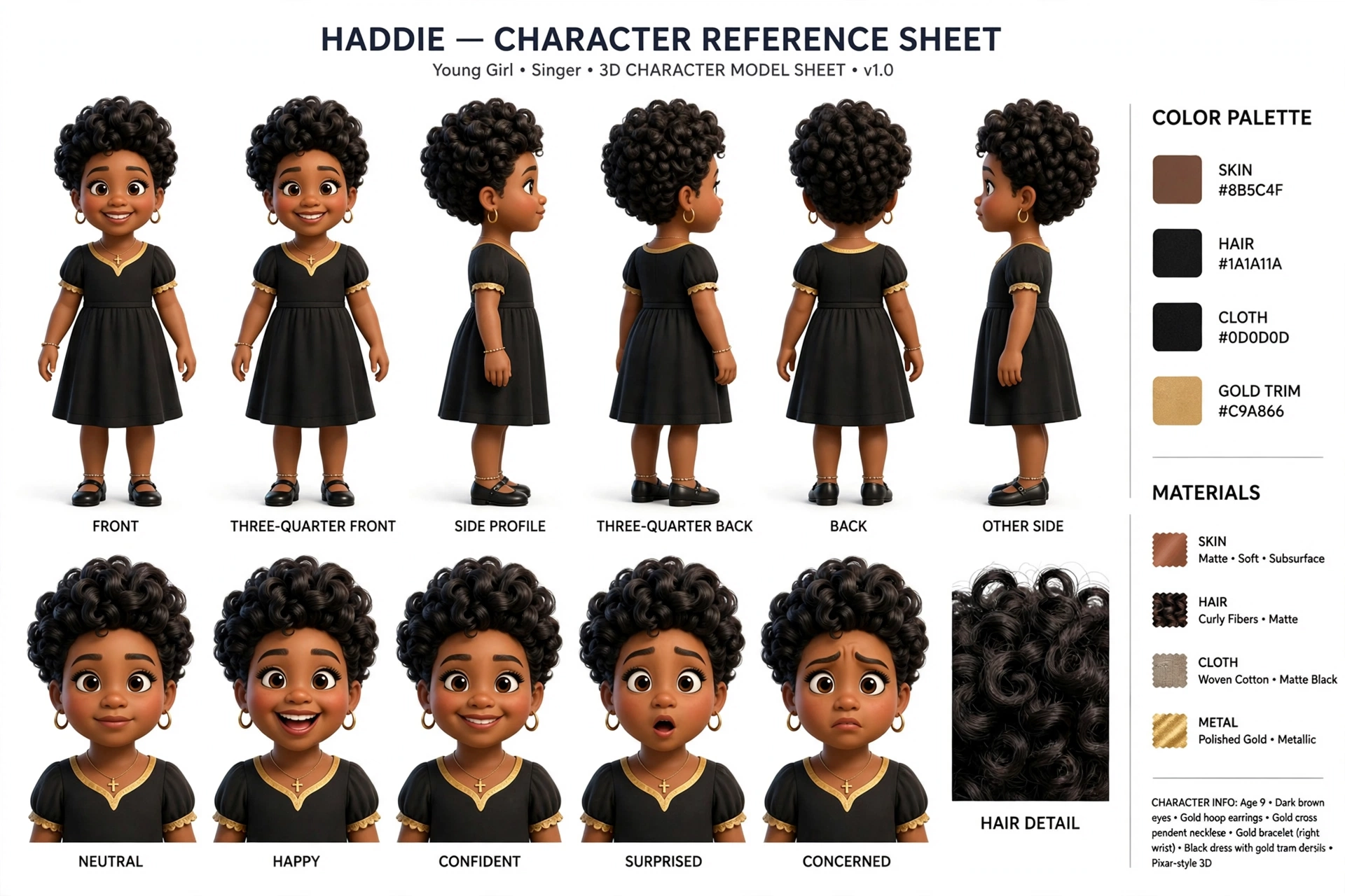 Haddie character reference sheet