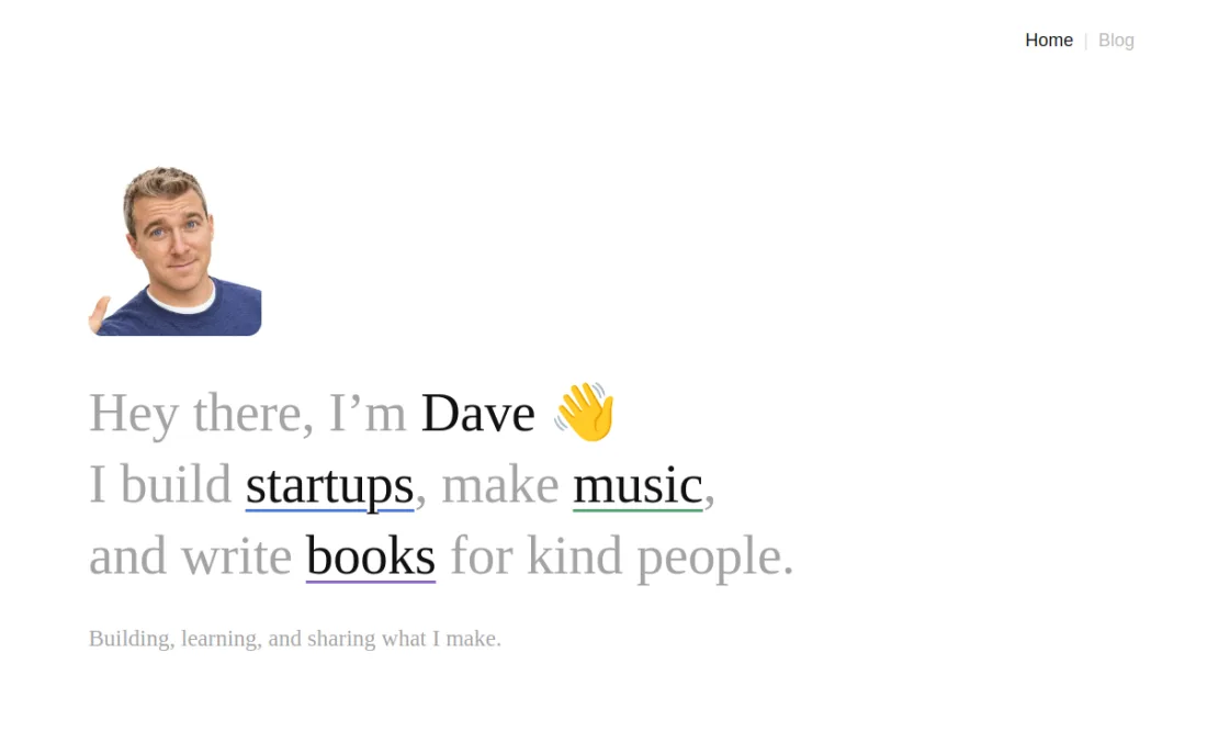 Dave's website, built at E2