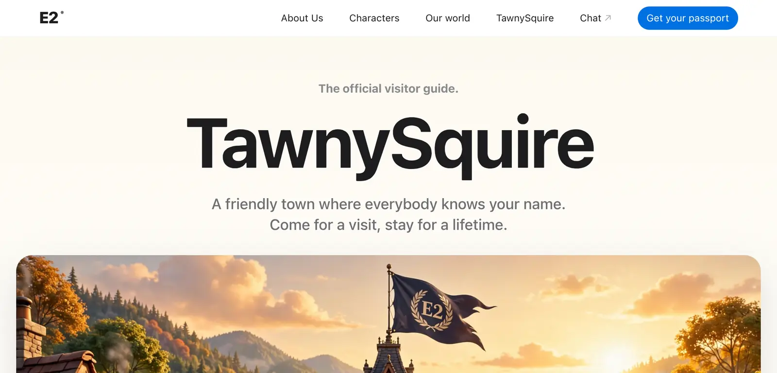 TawnySquire visitor guide, the E2 flag flying over the town
