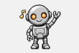 Muse as a 16-bit silver robot character
