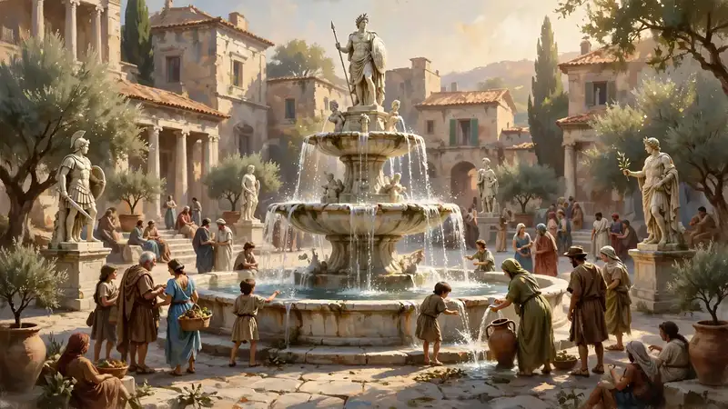 The great fountain in the Romula town square