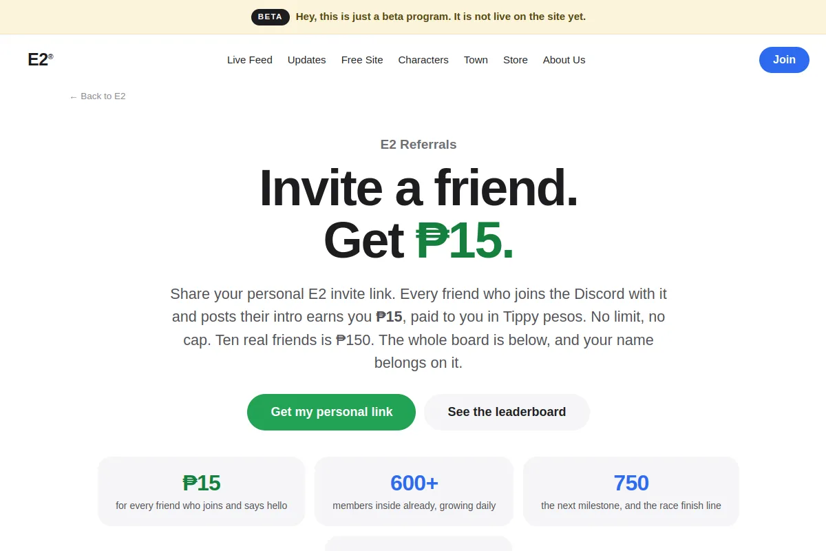 Preview of the Refer a Friend page: Invite a friend. Get 15 pesos.