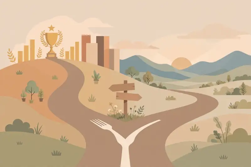 A fork in the road, one path to a promotion and one to a new horizon