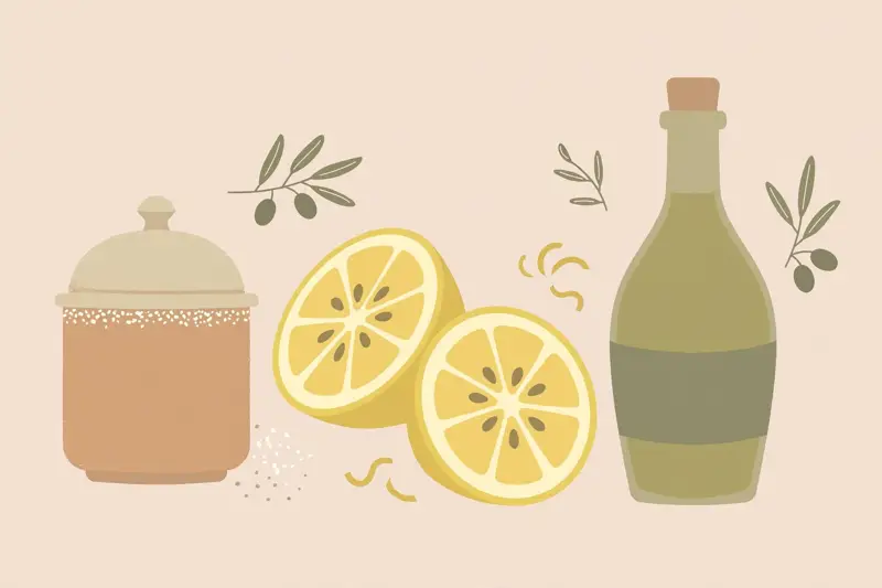 Salt, lemon, and olive oil, the flavor essentials