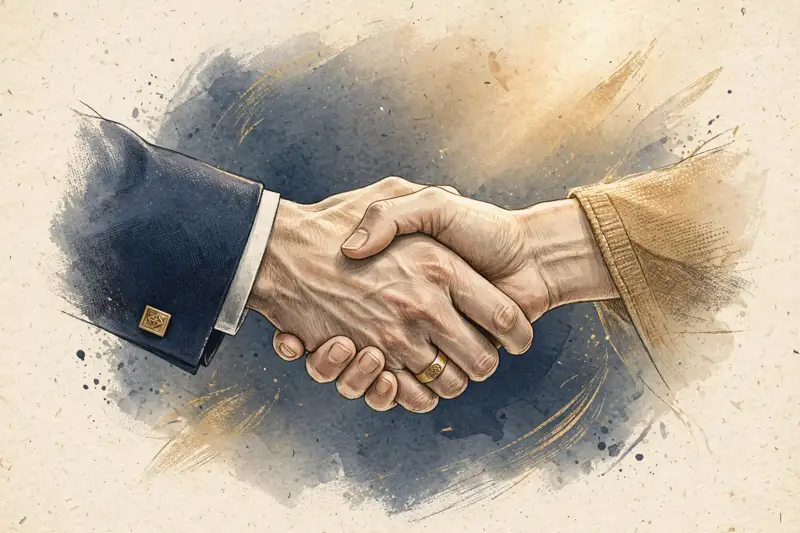 A handshake, trust and partnership