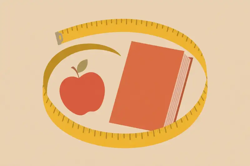 A measuring tape stretched around everyday objects