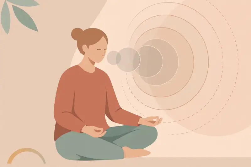 A person breathing with a gentle expanding circle, the breath as anchor