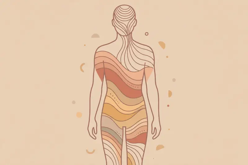 A calm body outline with gentle waves of attention moving through it