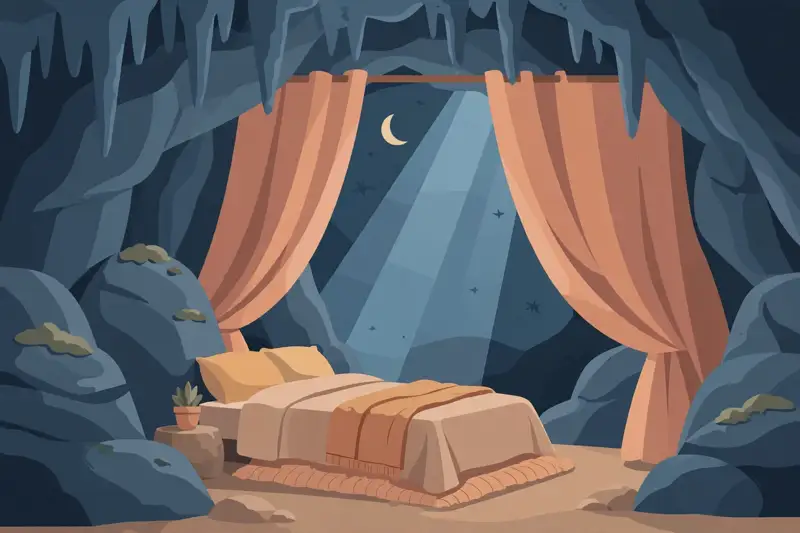 A wine glass set aside far from a peaceful bed at night