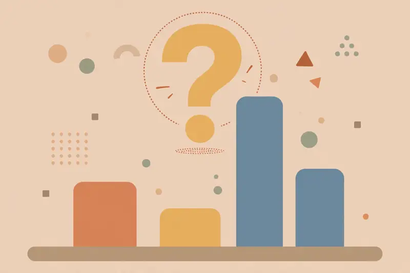 Bar charts with a large question mark over misleading numbers