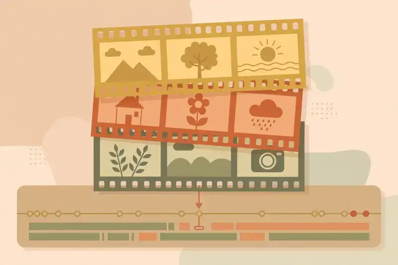 Layers of b-roll footage stacked over a main video timeline